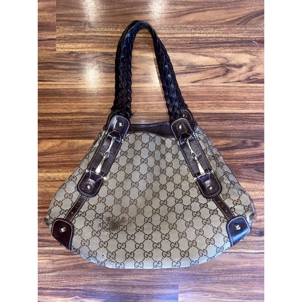 Gucci Women's Pelham Hobo GG Monogram Leather Shoulder Bag Brown